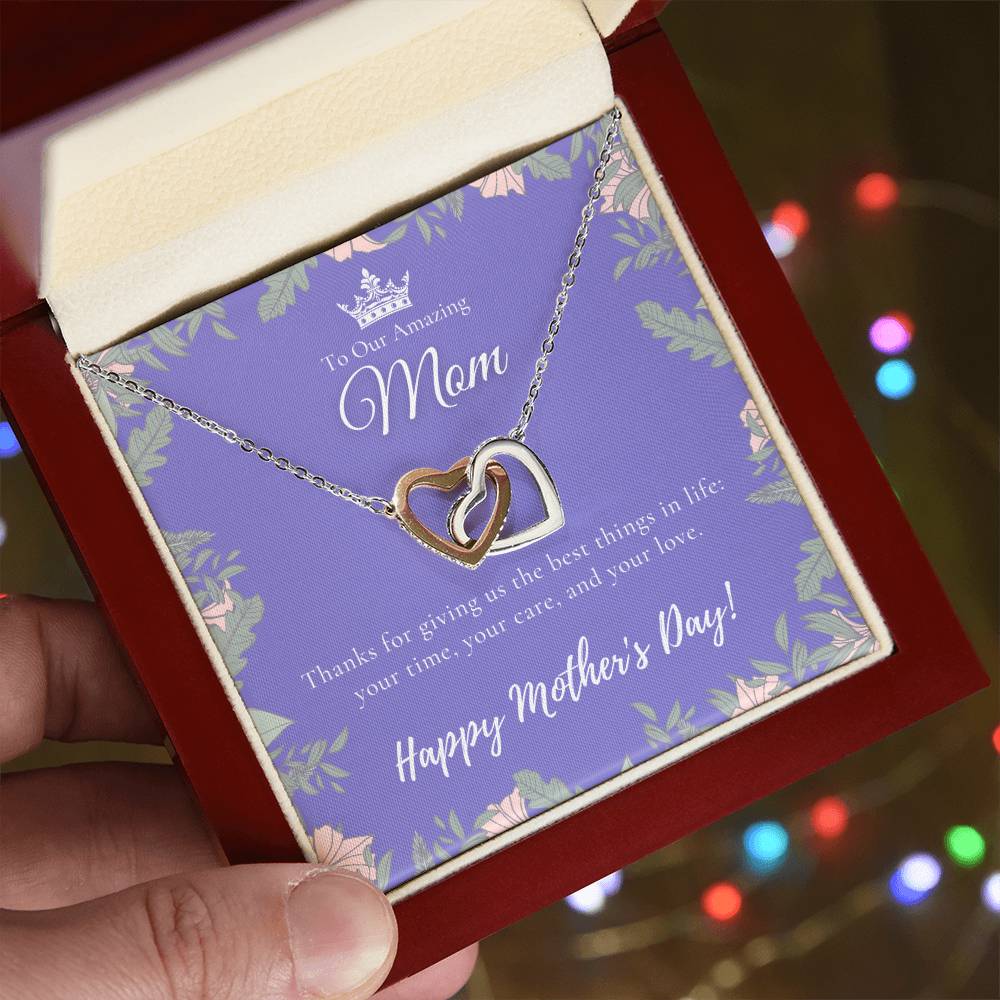 To Our Amazing Mom Necklace Happy Mother’S Day Gift Personalized Mom Gift Mothers Necklace Gift For Mom Best Mom Gift Interlocking Hearts Necklace