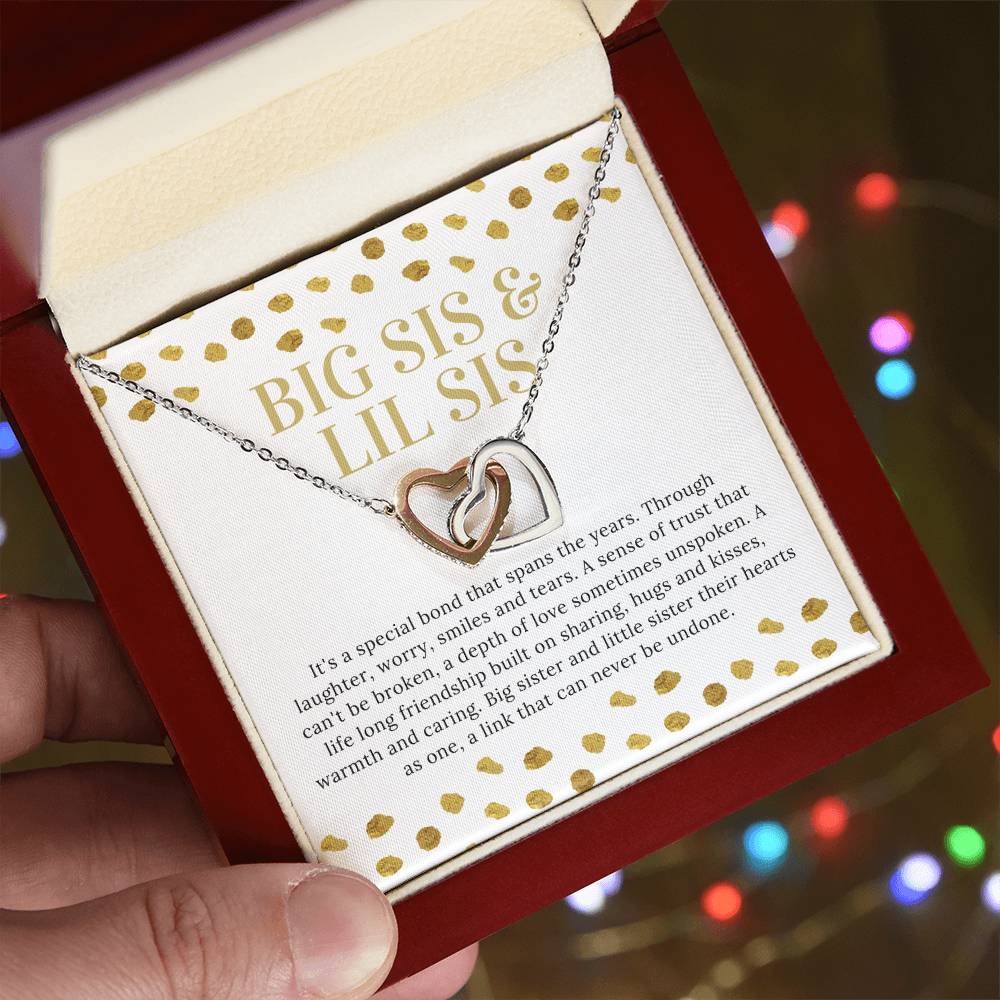 19. Big Sis Lil Sis Interlocking Hearts Necklace