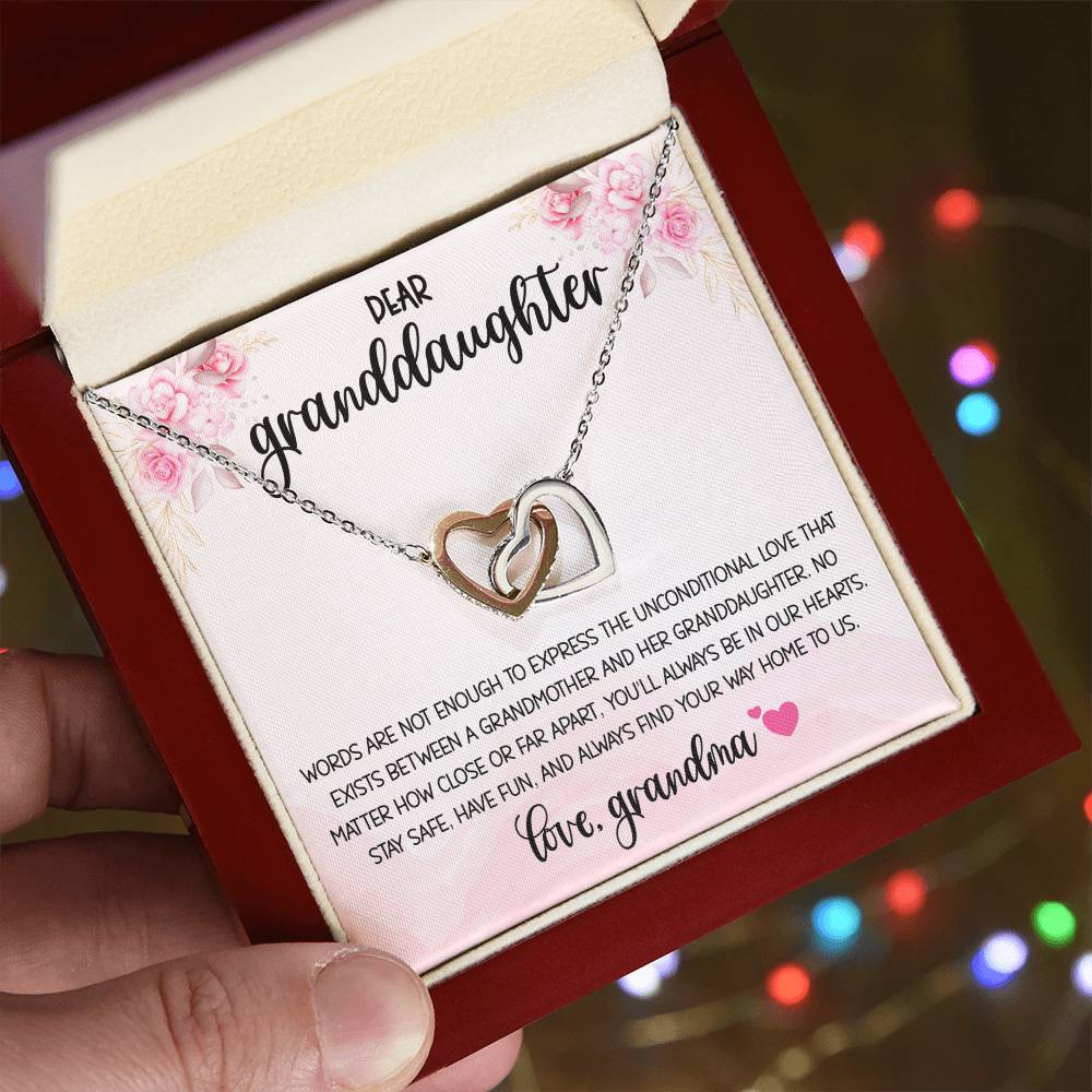 Dear Granddaughter From Grandma Interlocking Hearts Necklace