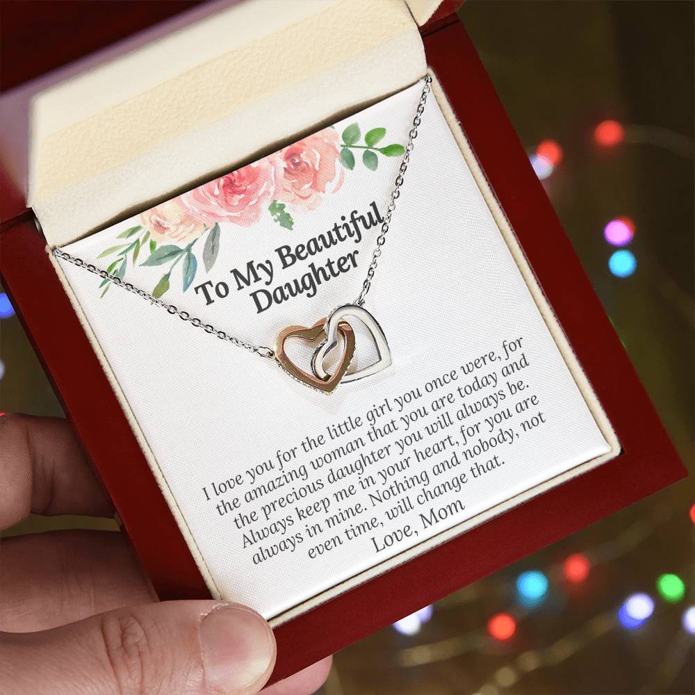 I Love You For The Precious Daughter You Will Always Be Necklace Interlocking Hearts Necklace