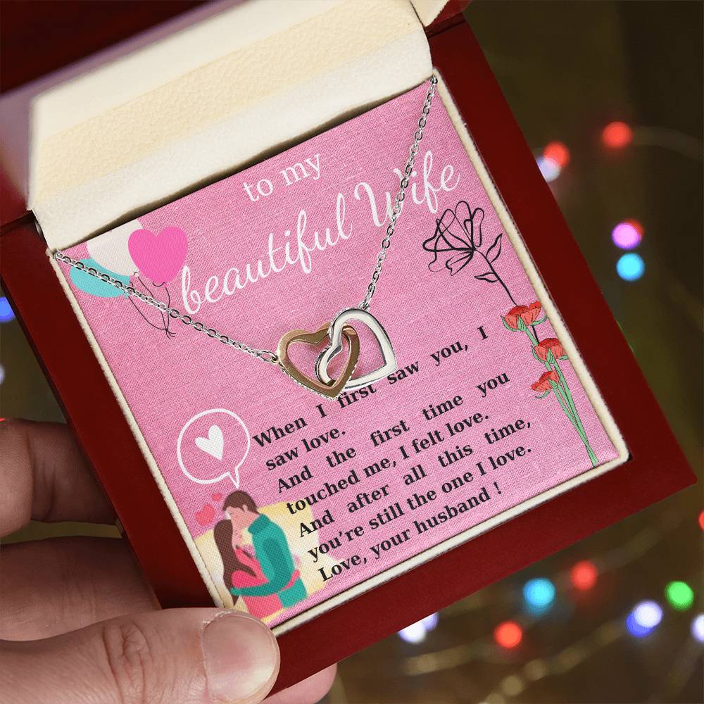 Gift To My Wife Interlocking Hearts Necklace