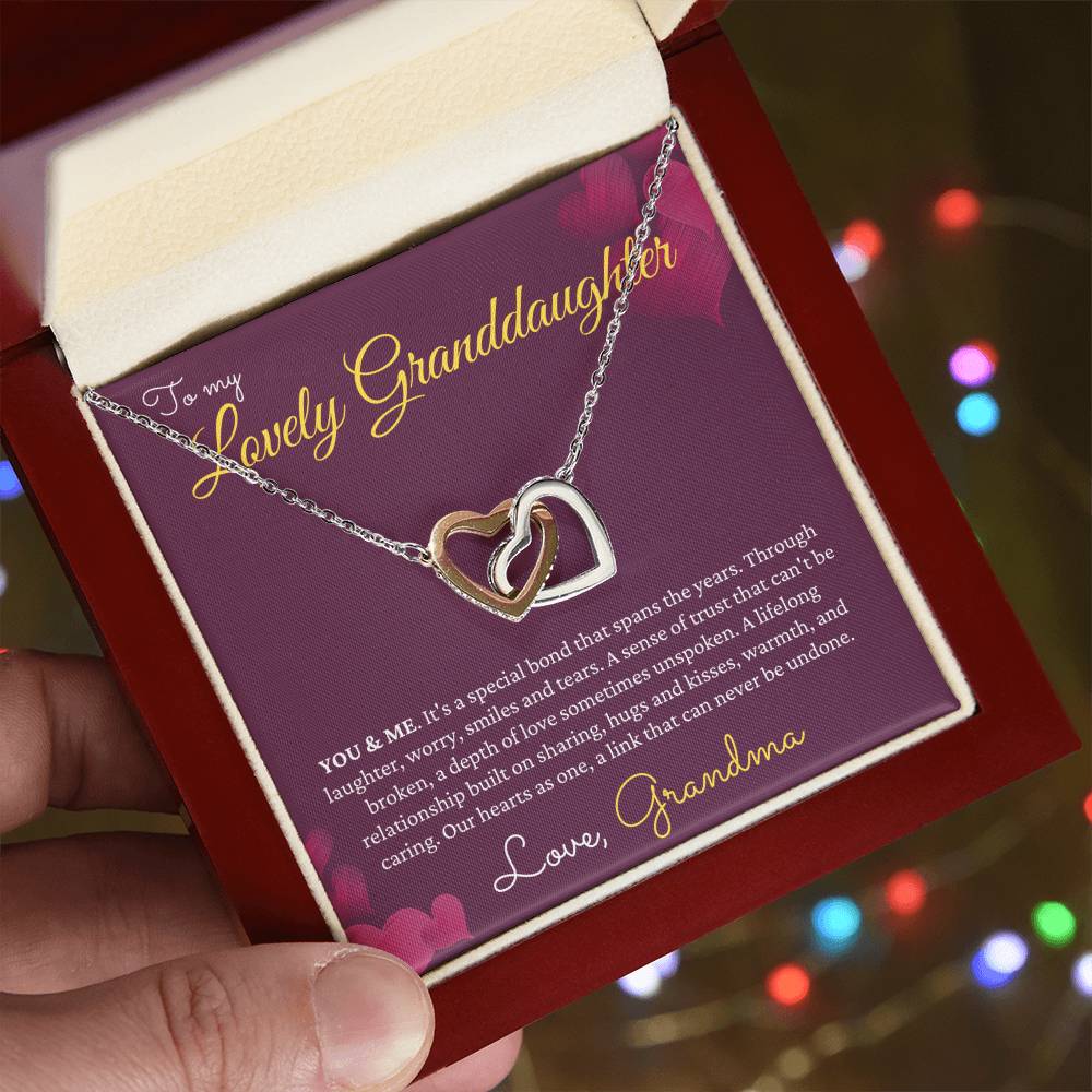 To My Granddaughter Gift From Grandmother Grandma And Granddaughter Necklace Granddaughter Christmas Gift Granddaughter Interlocking Hearts Necklace