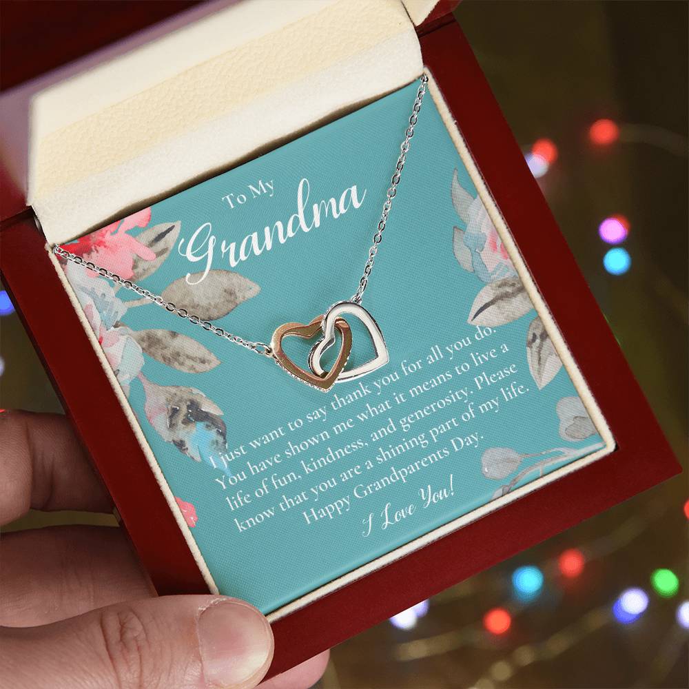 Gift For Grandma Necklace Grandmother Birthday Gift From Granddaughtergrandson To My Grandma Necklace Gift Grandmother Gift Grandparents Day Gift Interlocking Hearts Necklace