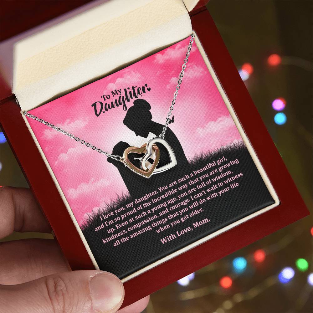 I Love You My Daughter - To My Daughter - Necklace Interlocking Hearts Necklace
