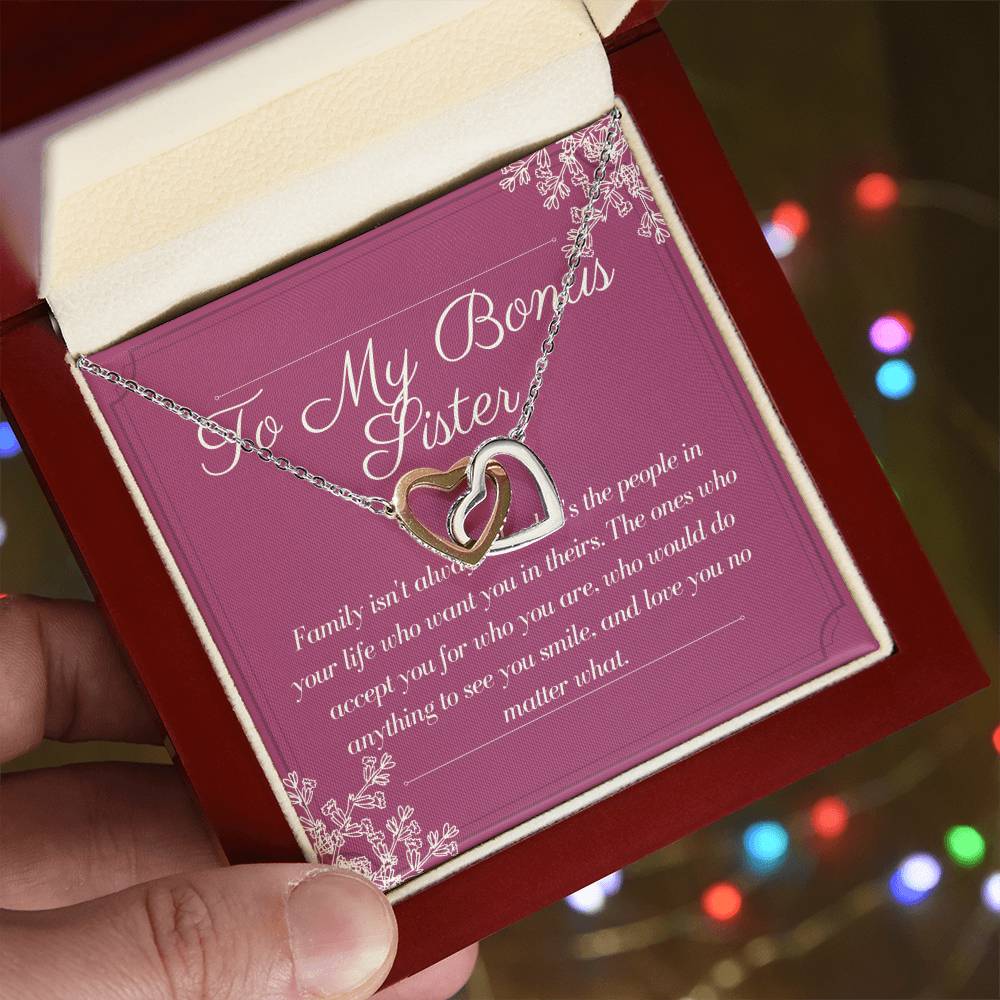Bonus Sister Gift Sister In Law Gift Sister Of The Groom Wedding Thank You Bridesmaid Interlocking Hearts Necklace