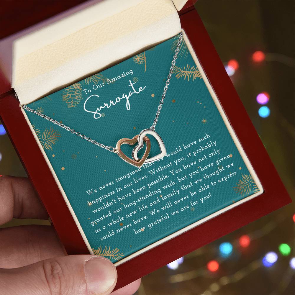 Surrogate Appreciation Gift Surrogate Gift Surrogate Gift With Message Card Surrogate Transfer Day Thank You Gift Interlocking Hearts Necklace