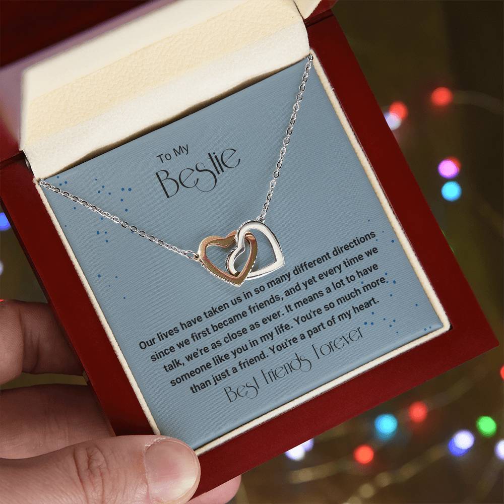 Bestie Different Directions Necklace Interlocking Hearts Necklace