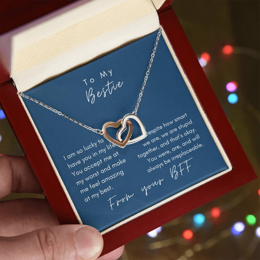 Lucky To Have Friend Necklace Interlocking Hearts Necklace