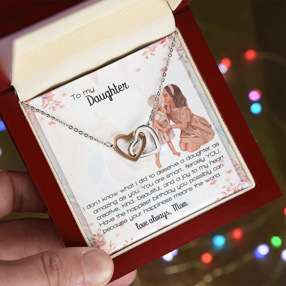 Daughter Gift Interlocking Hearts Necklace Love Always Mom
