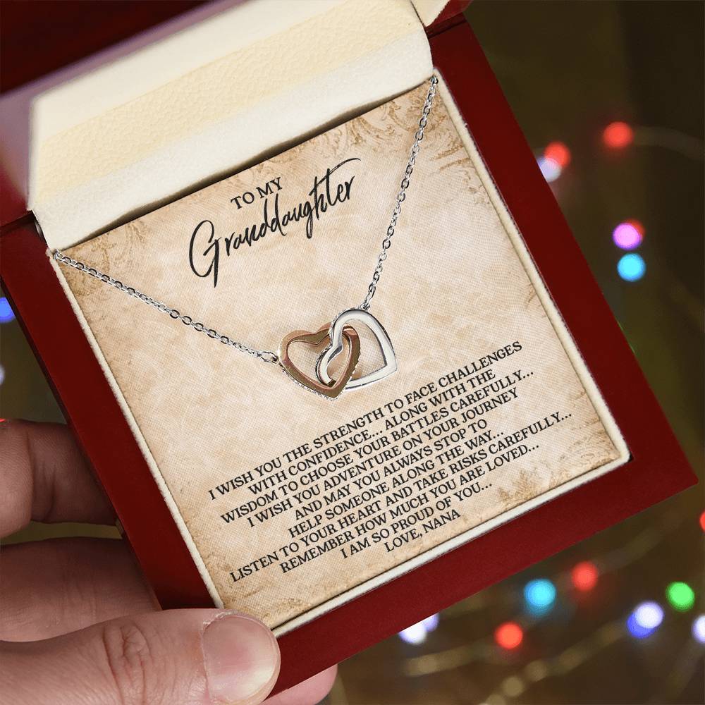 To My Granddaughter - Love Nana - Alluring Beauty Necklace Interlocking Hearts Necklace