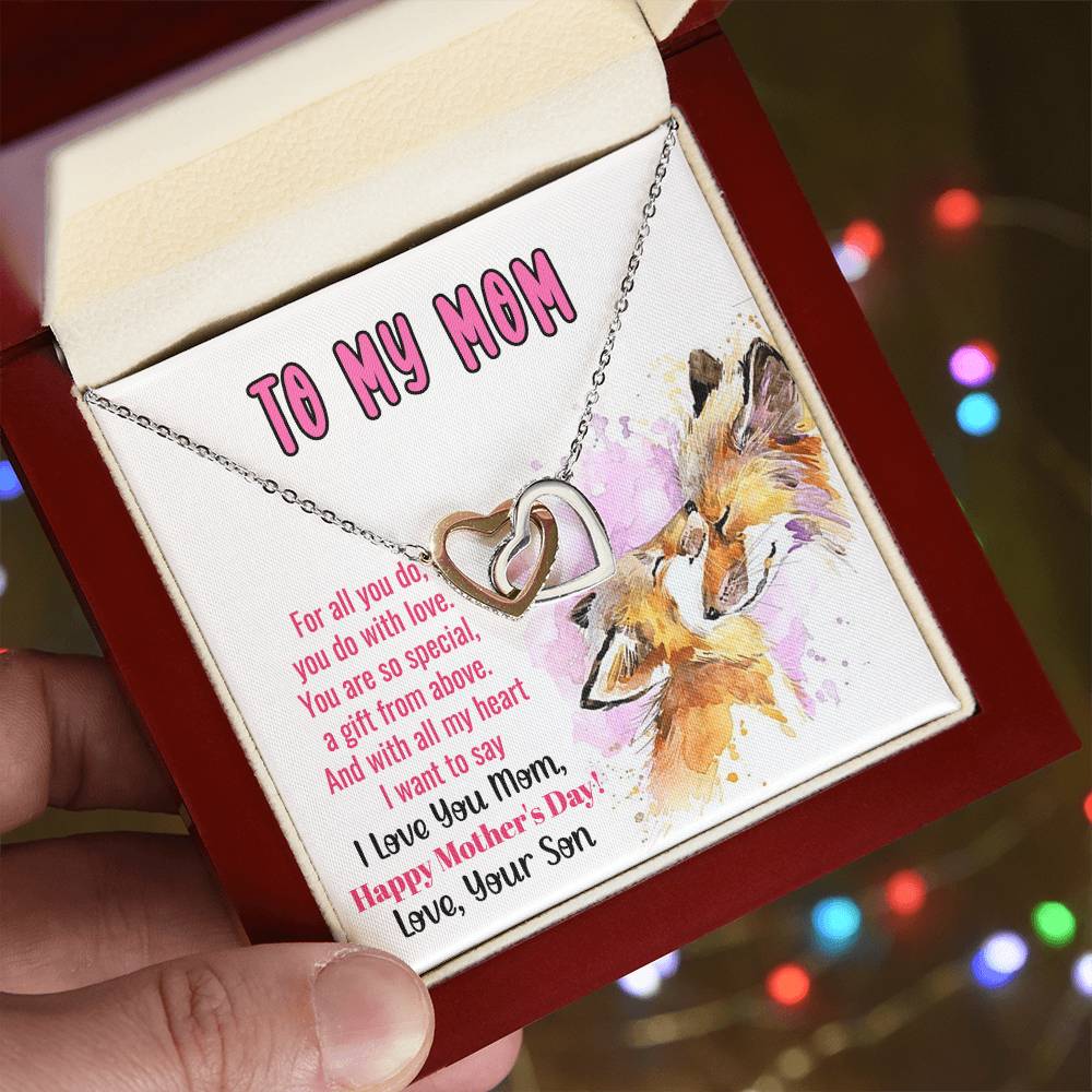 To My Mom Mother'S Day Linked Hearts Necklace From Son Interlocking Hearts Necklace