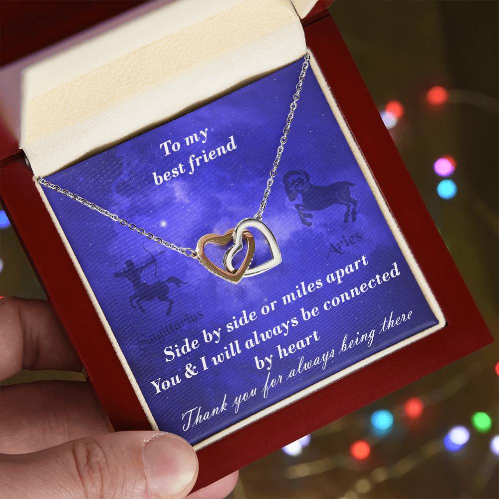 Sagittarius To Aries Best Friend Interlocked Hearts Necklace Interlocking Hearts Necklace