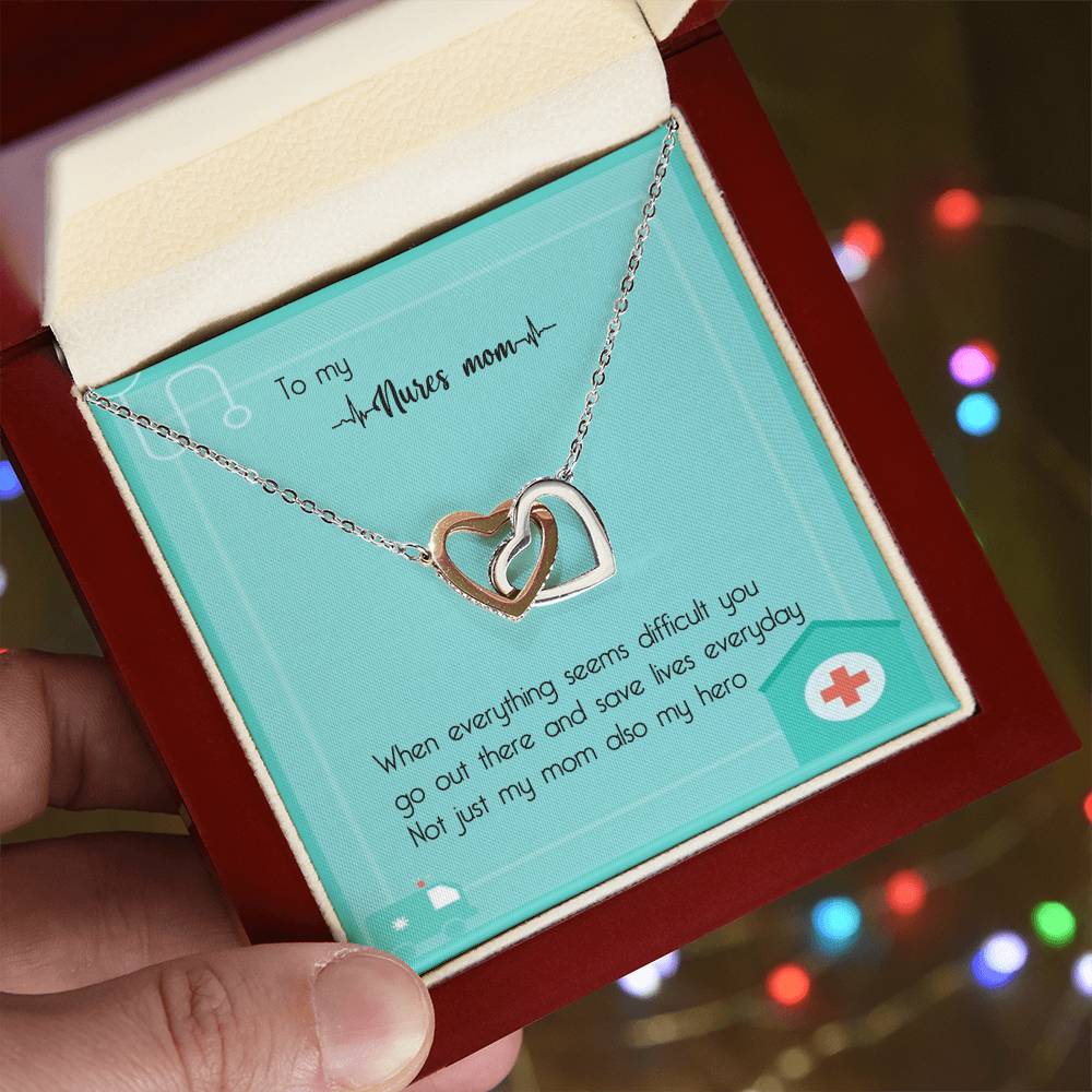 Nurse Mom Gift Interlocking Hearts Necklace Gift For Nurse Mom