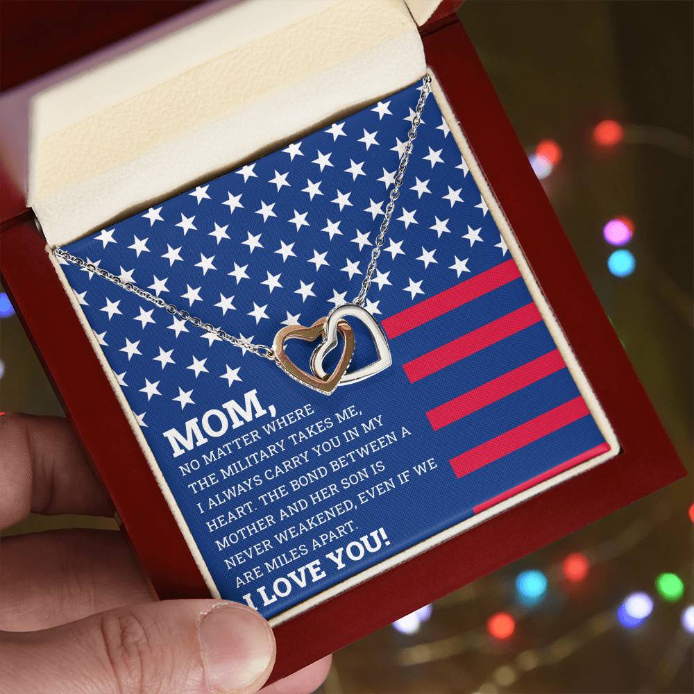 To My Mom - I Love You Message - Tmm06 Interlocking Hearts Necklace