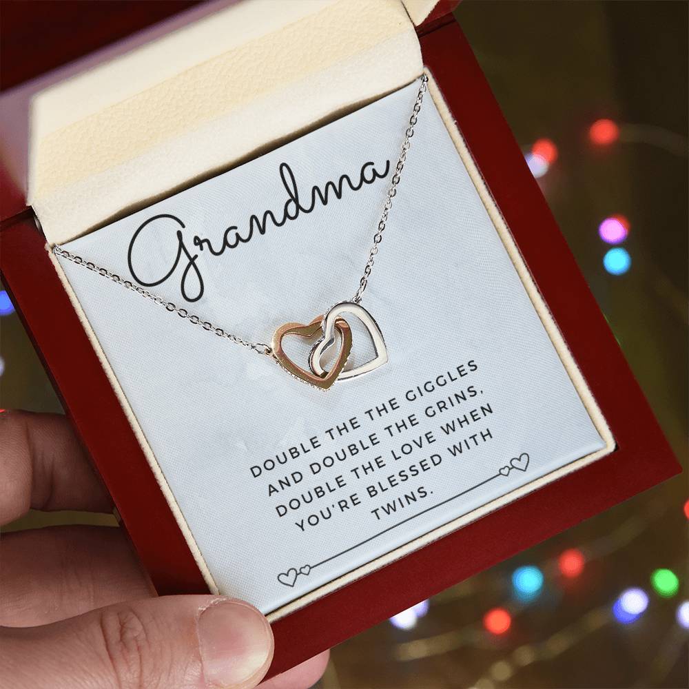 Twin Grandma Necklace Interlocking Hearts Necklace