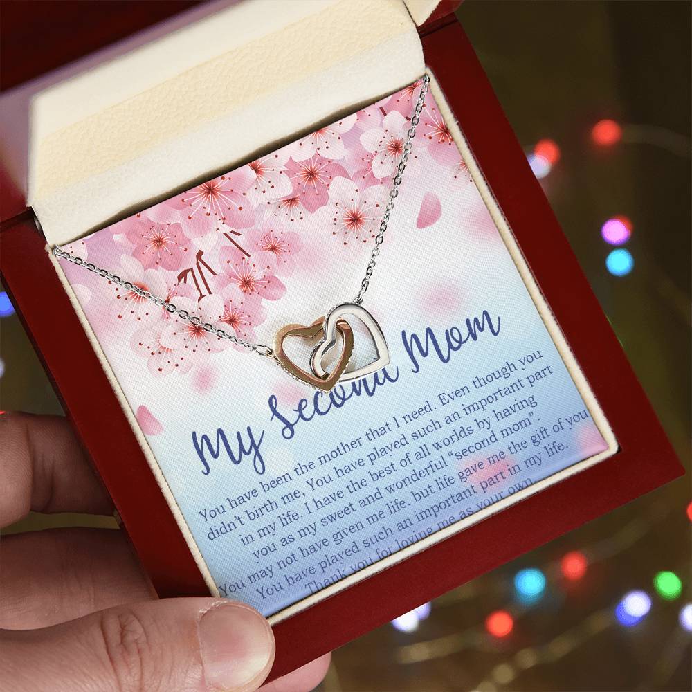 To My Second Mom Gifts Interlocking Hearts Necklace -