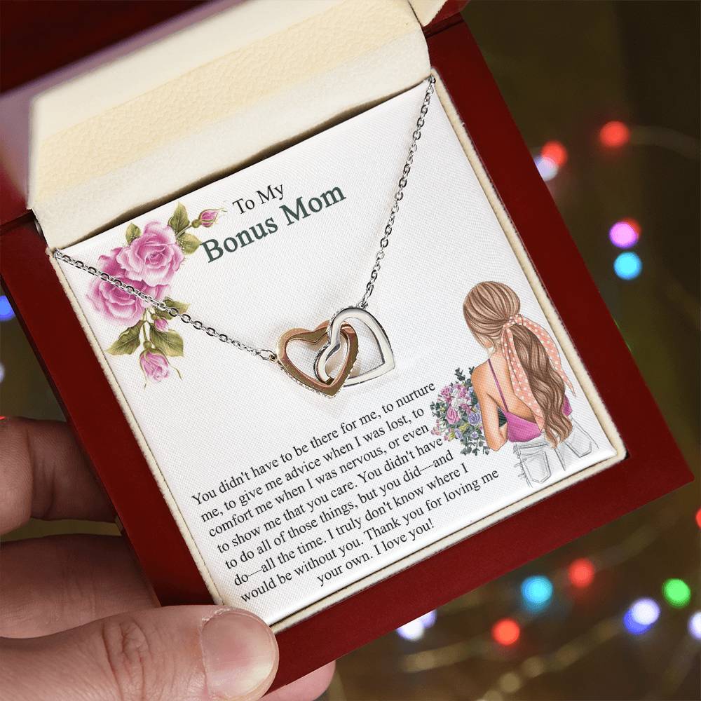 Step Mom Gift Bonus Mom Necklace Present For Stepmom For Mother'S Day Christmas Birthday Double Circles Mother - Necklace Interlocking Hearts Necklace