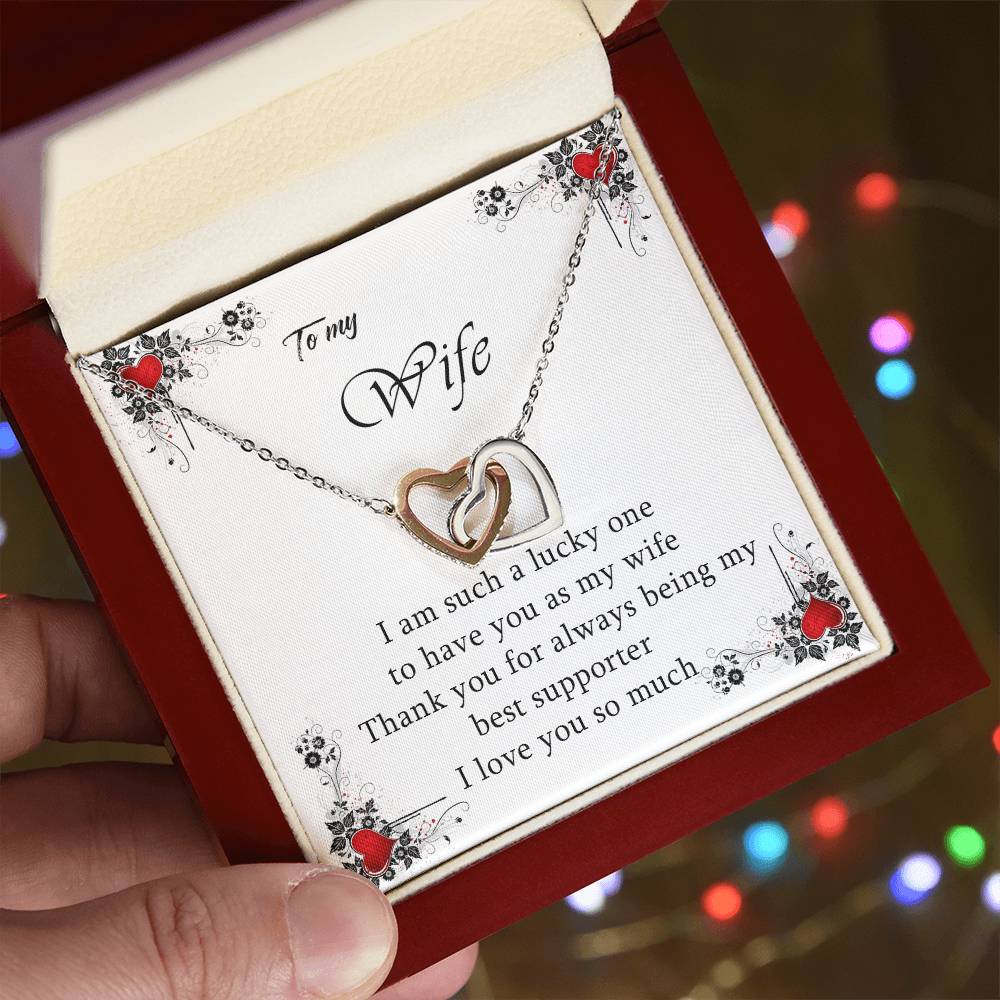 To My Wife Love You So Much Interlocking Hearts Necklace