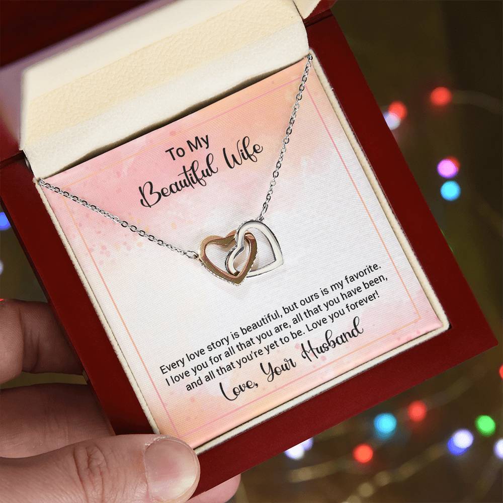 Interlocking Hearts Necklace To My Beautiful Wife Happy Anniversary