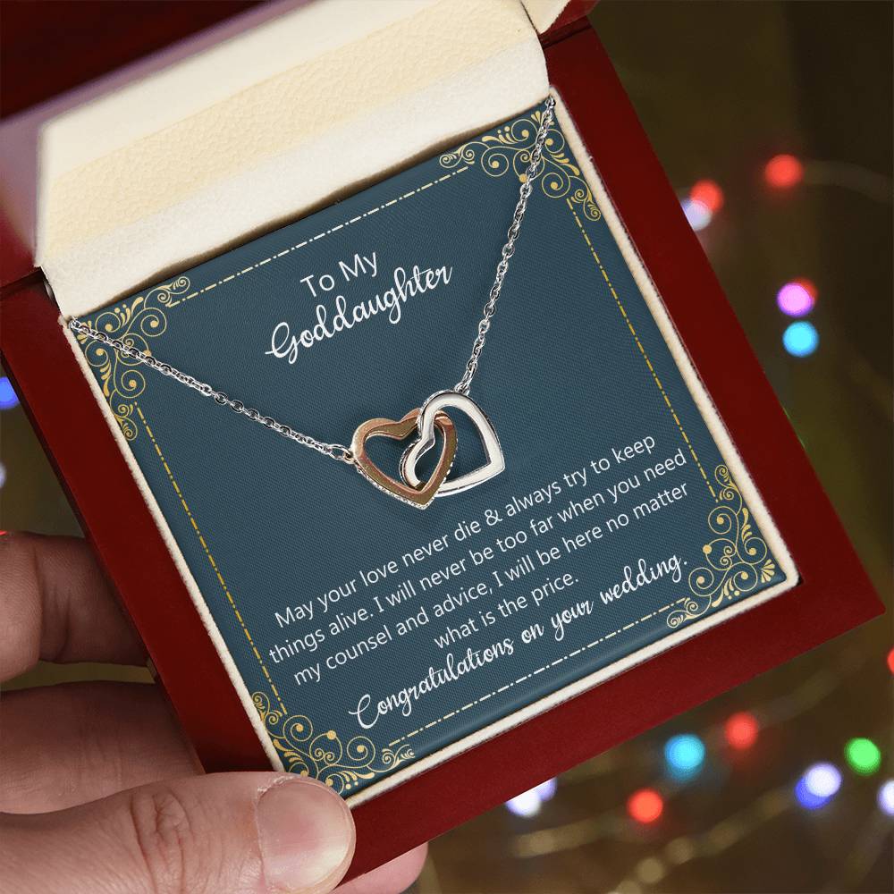 To My Goddaughter Wedding Gift - May Your Love Never Die Necklace Interlocking Hearts Necklace