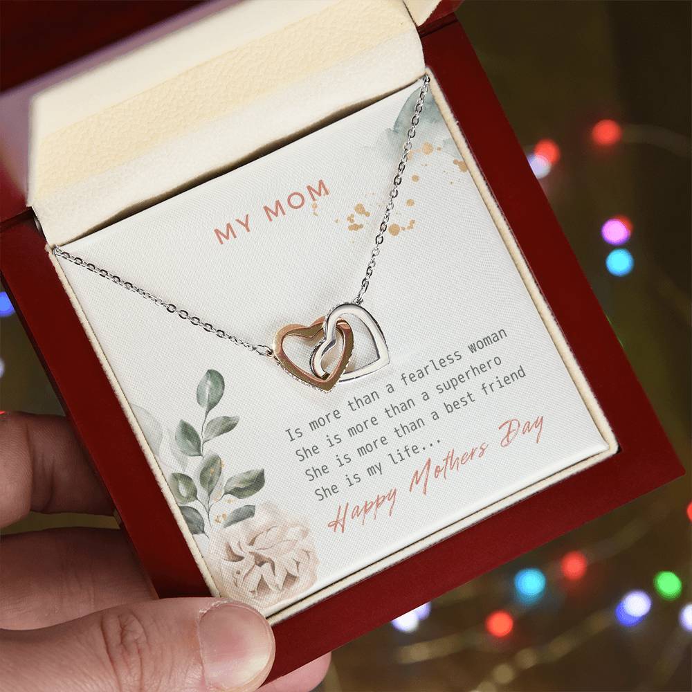 Double Heart - My Mom Is My Life Interlocking Hearts Necklace