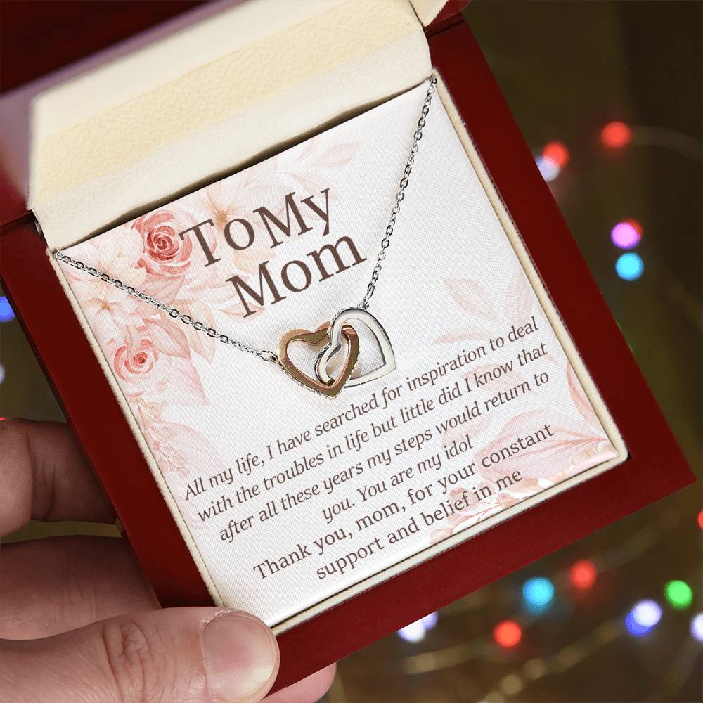 Mom Thank You For Your Inspiration Interlocking Hearts Necklace