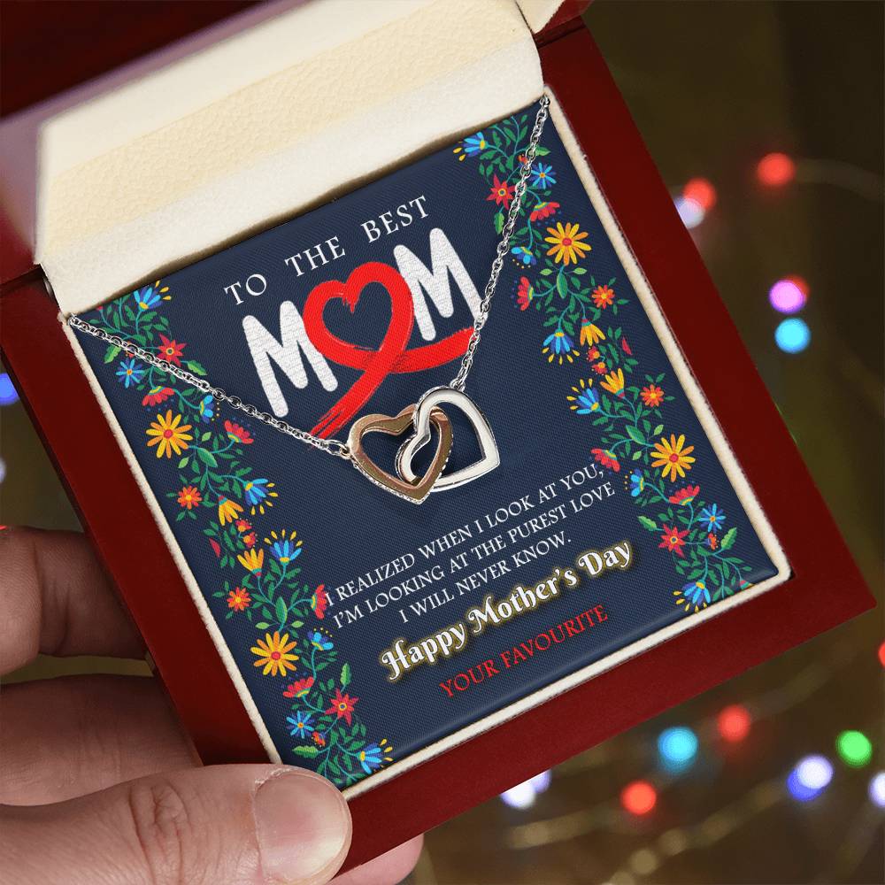 To My Mom Purest Love Love You Always Interlocking Hearts Necklace