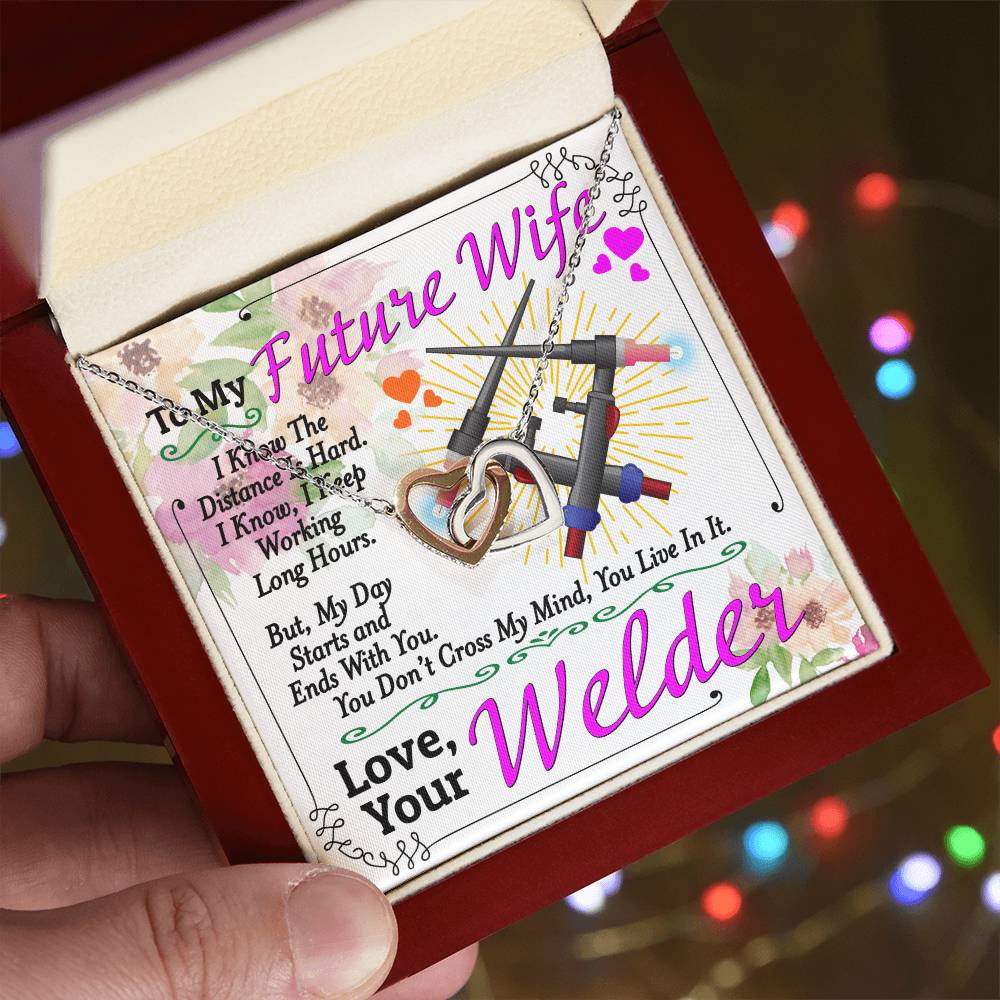 Welder'S Future Wife - Interlocking Heart Necklace Interlocking Hearts Necklace