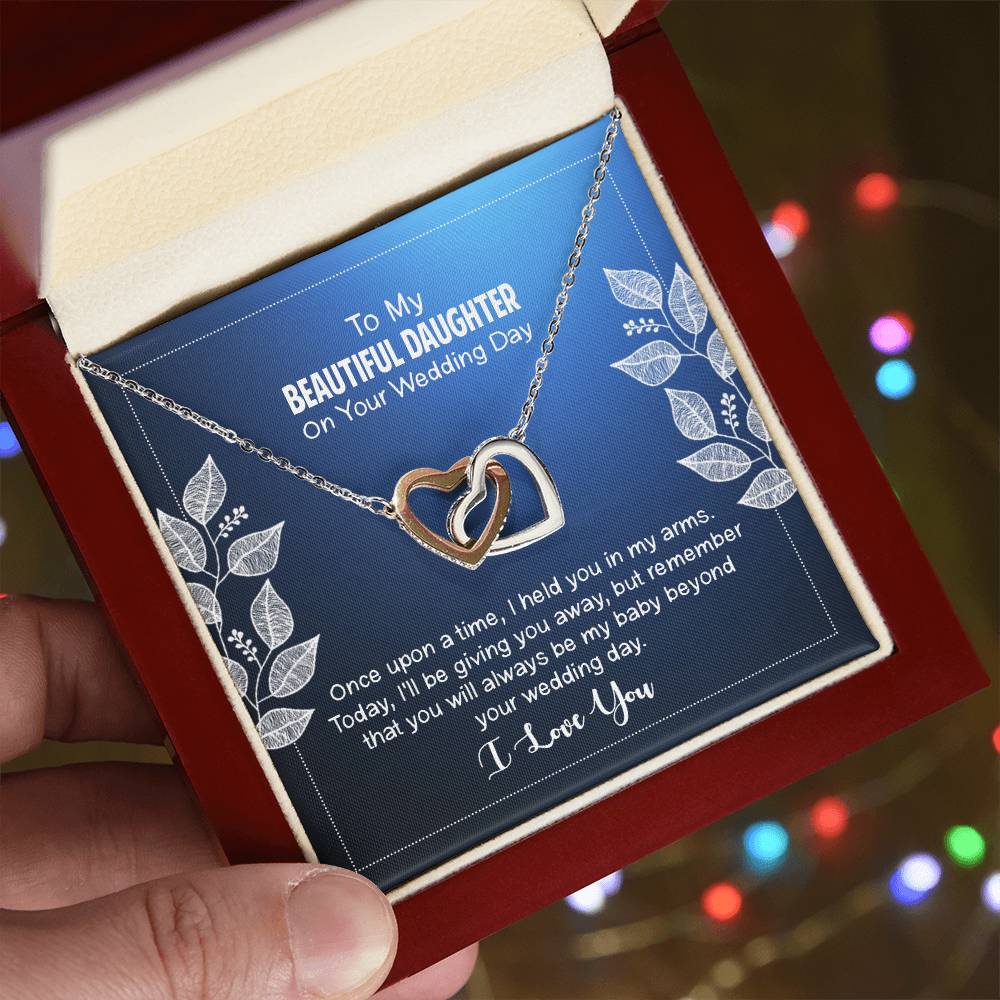 To My Beautiful Daughter - Always Be My Baby Interlocking Hearts Necklace