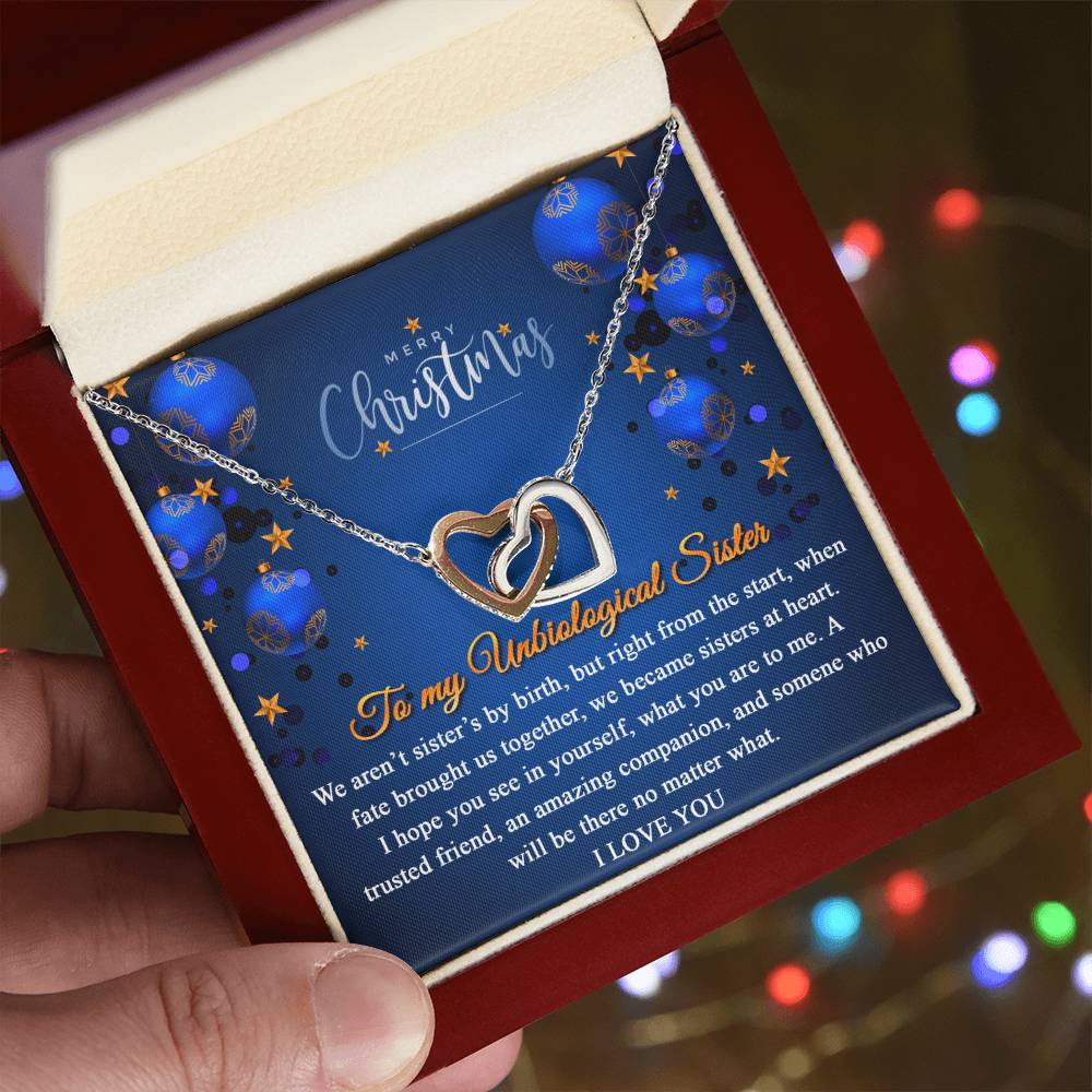 Merry Christmas To My Unbiological Sister Interlocked Hearts Necklace Interlocking Hearts Necklace