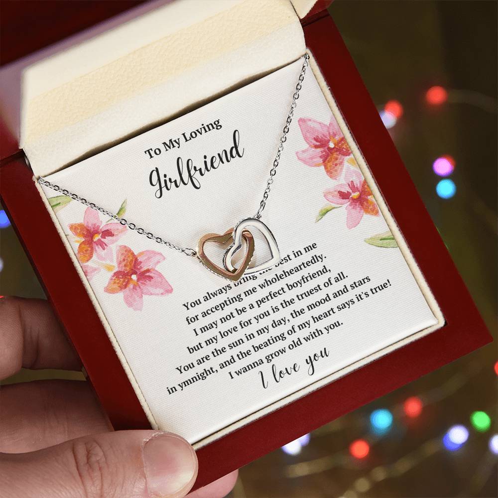 To My Loving Girlfriend Grow Old With You Interlocked Hearts Necklace Interlocking Hearts Necklace