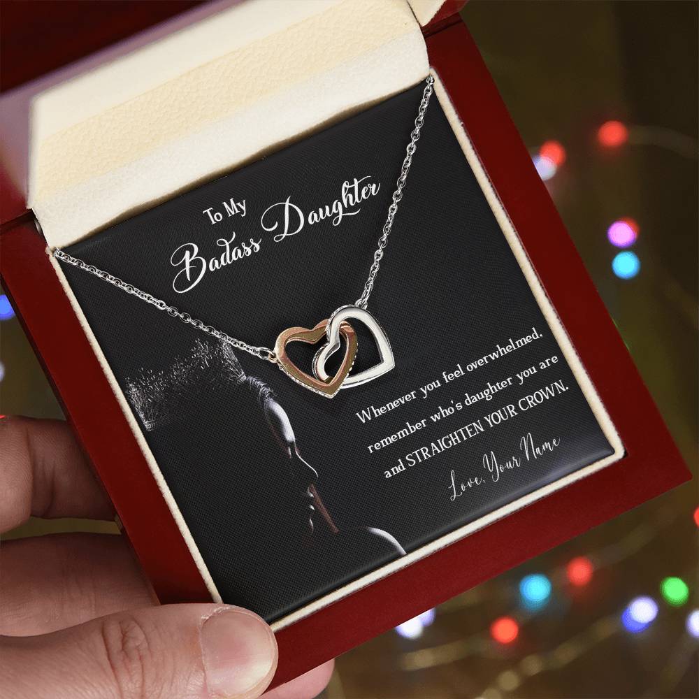 To My Badass Daughter Badass Daughter Necklace Gift For Daughter Necklace To My Badass Daughter Daughter Birthday Interlocking Hearts Necklace
