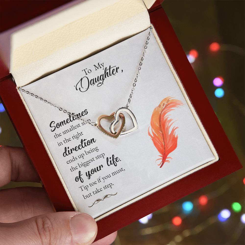 Collection Daughter -Sometimes The Smallest Step In The Right Derection - Interlocking Hearts Necklace