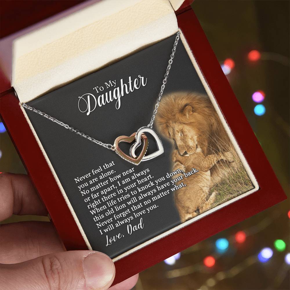 To My Daughter - I Will Always Love You - Necklace Interlocking Hearts Necklace