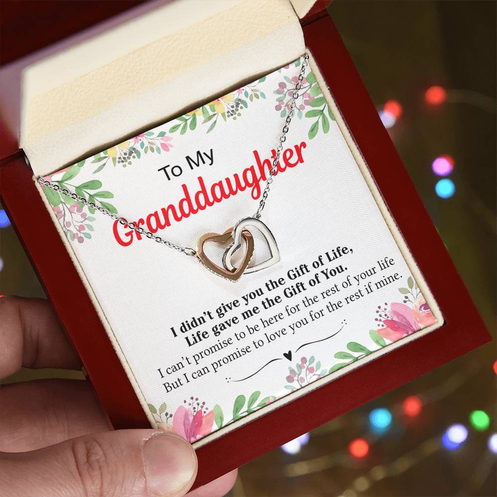 To My Granddaughter - I Love You For The Rest Of My Life Interlocking Hearts Necklace