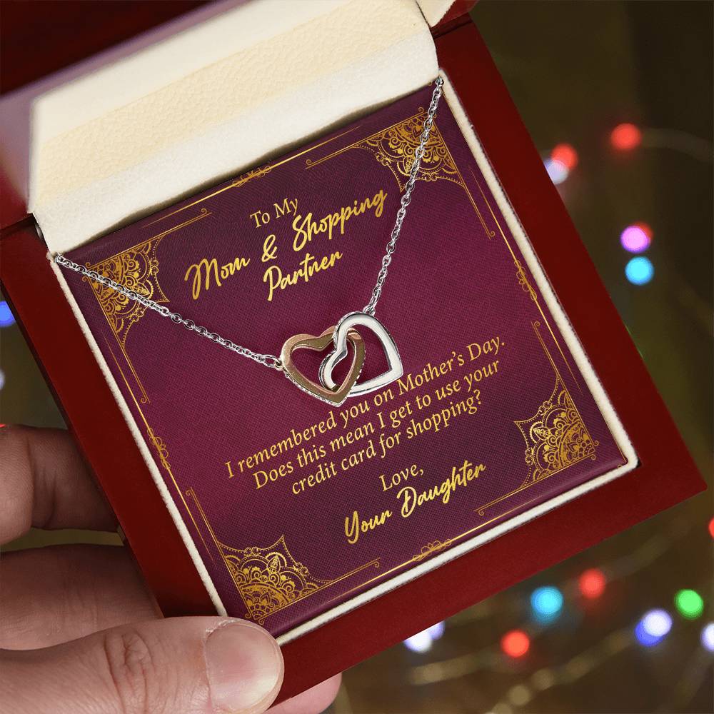 To My Mom And Shopping Partner Interlocking Hearts Necklace