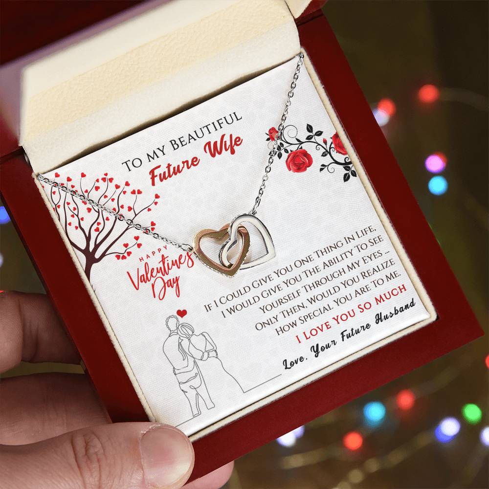 To My Beautiful Future Wife - Interlocking Hearts Necklace Gift Set - I Love You So Much
