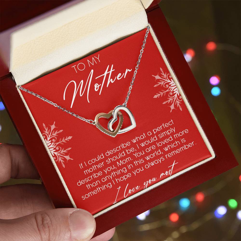 To My Mother Interlocking Hearts Necklace Message Card