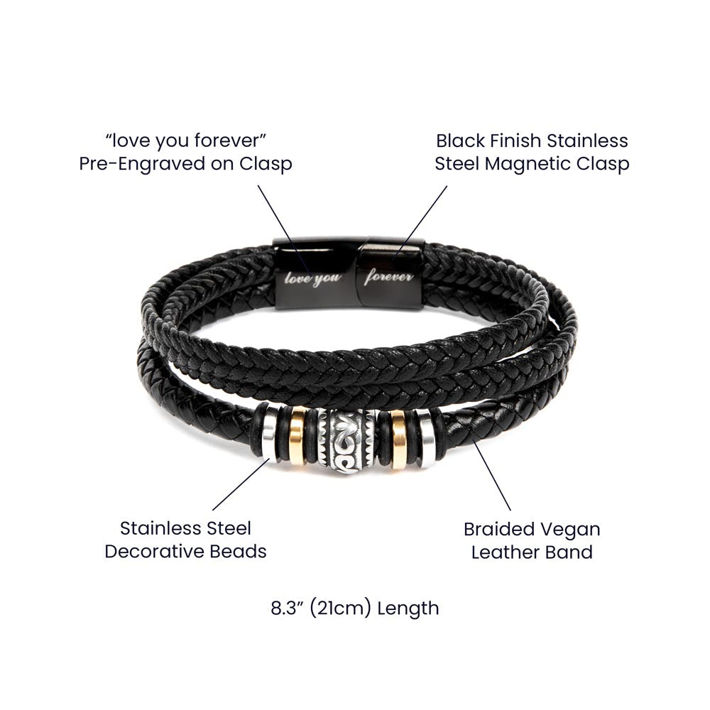 Best. Dad. Ever. Leather Bracelet  Moustache Dad  Father's Day Gift  Dad Gift  Vegan Leather Bracelet  Love You Forever Bracelet. - Love You Forever Bracelet