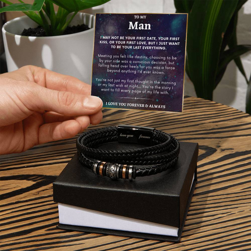 Promise Bracelet For Him, Engraved Promise Bracelet For Boyfriend, To My Man Bracelet, Boyfriend Bracelet, Soulmate Gift, Valentine's Gift For Him - Love You Forever Bracelet