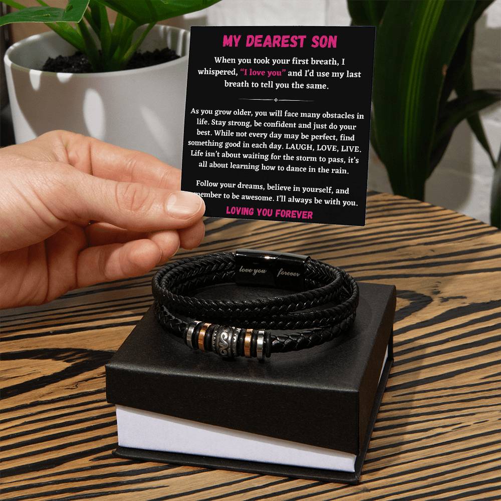 Bracelet For Son, Gift For Son, Gift For Son From Mom, Engraved Leather Bracelet, Love You Bracelet, Son Birthday Gift, Christmas Gift - Love You Forever Bracelet