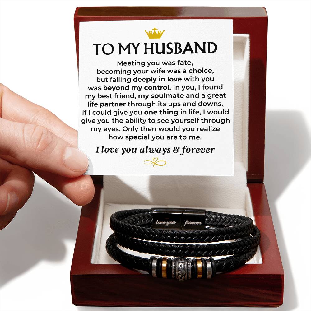 To My Husband  Love You Forever  Braided Bracelet Gift Set - Ss581 - Love You Forever Bracelet