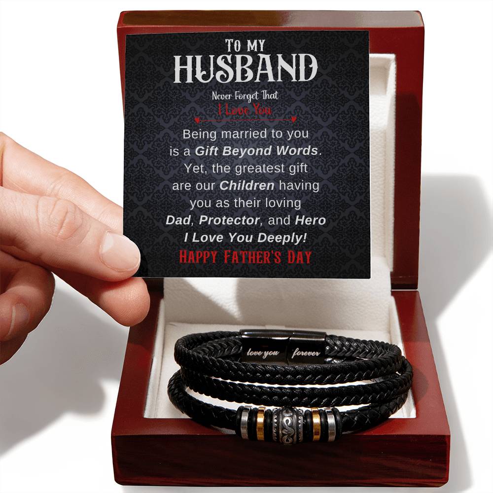 Father Day Gift From Wife, Vegan Leather Bracelet, Dad Gifts From Wife - Love You Forever Bracelet