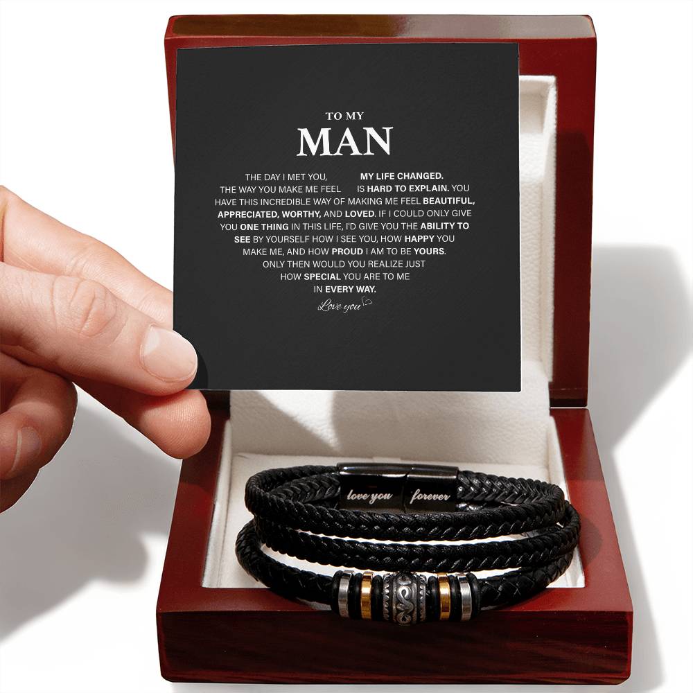 Promise Bracelet For Him, Customize Sentimental Gifts For Boyfriend, To My Man Bracelets, Birthday Christmas Anniversary Valentine Gift - Love You Forever Bracelet