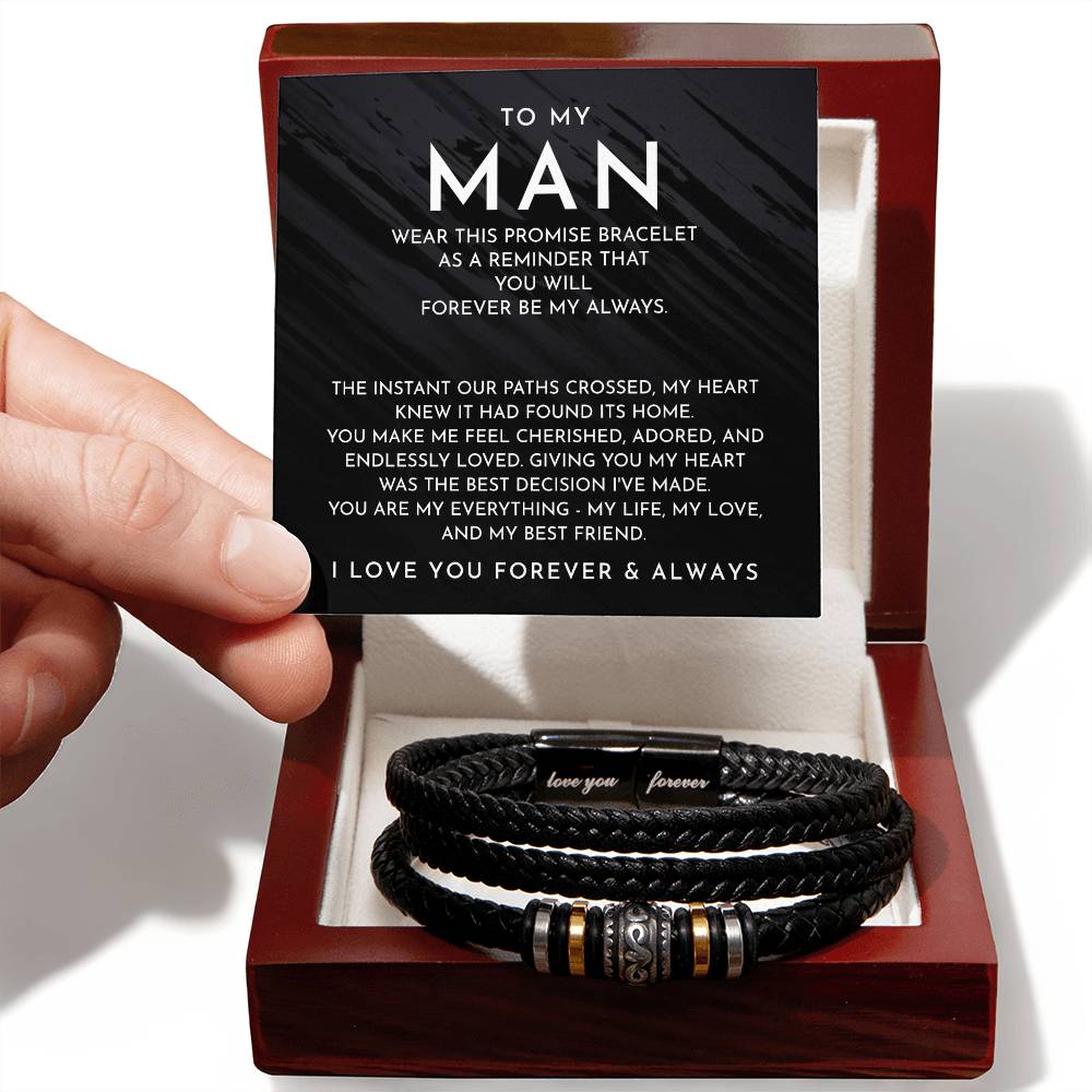 To My Man - Forever Be My Always - Bracelet - Love You Forever Bracelet