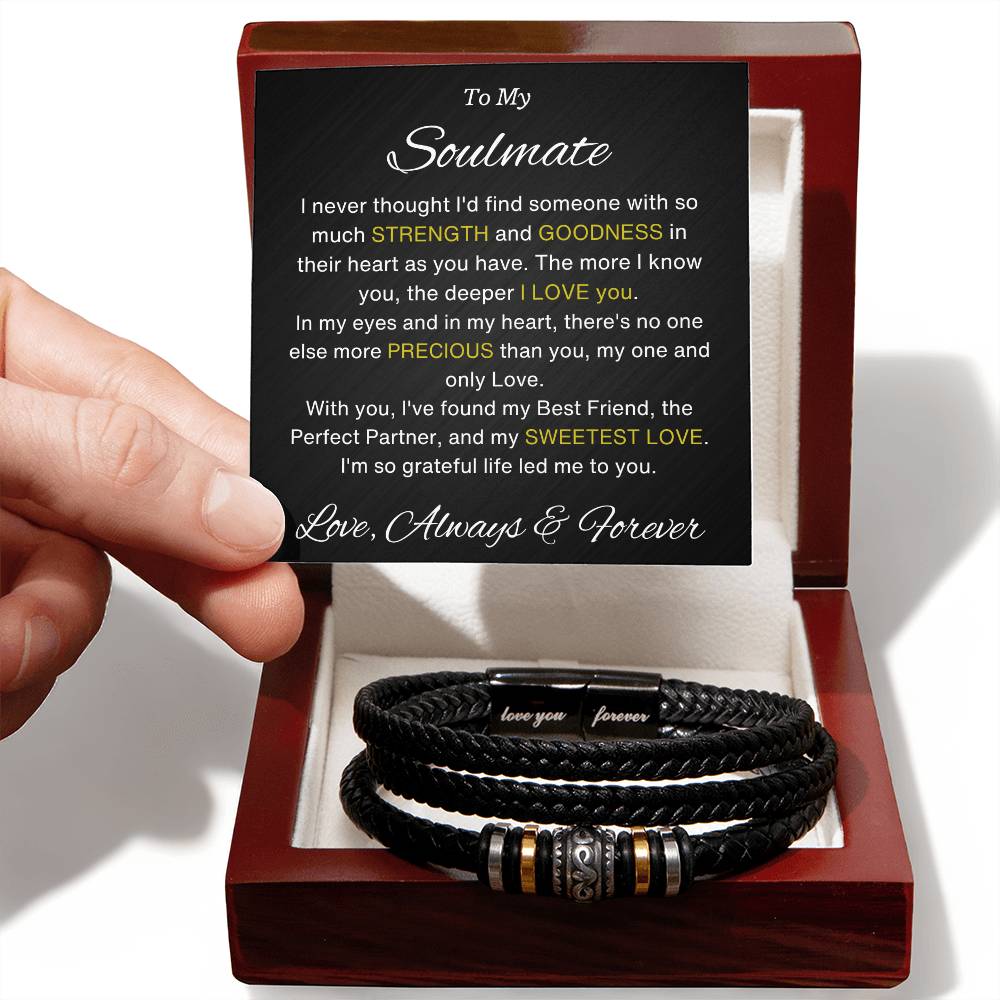 To My Soulmate Love You Forever Customize Bracelet Gift With Card - Love You Forever Bracelet
