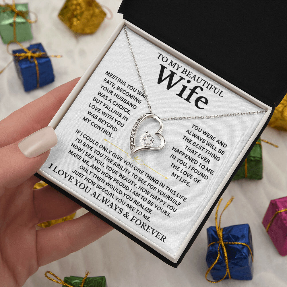 To My Beautiful Wife - Personalizable Necklace Gift Set Forever Love Necklace