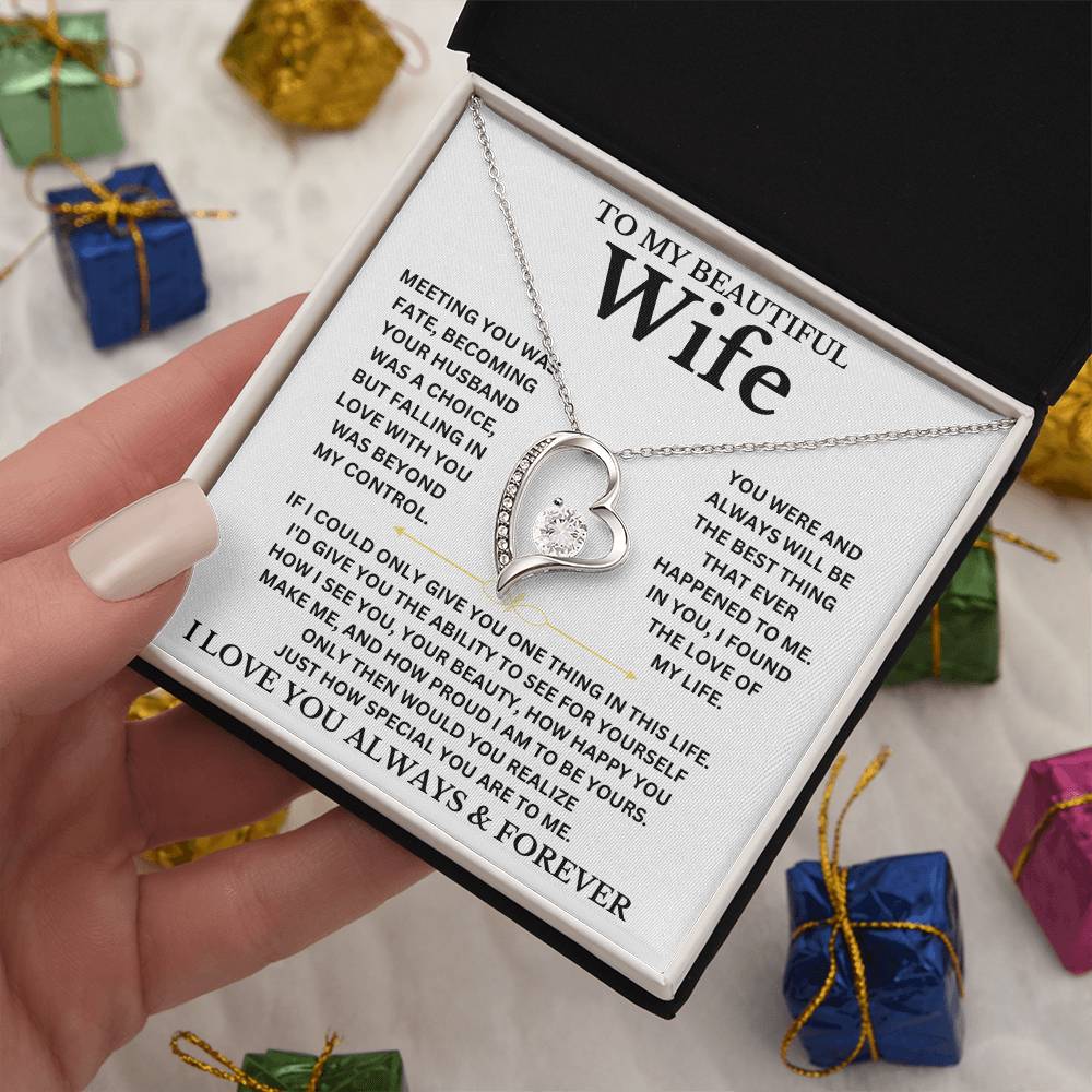 To My Beautiful Wife - Personalizable Necklace Gift Set Forever Love Necklace
