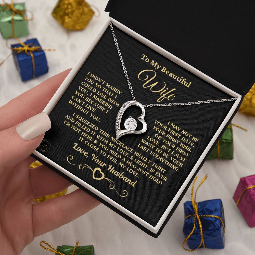 Special Gift For Wife I Can'T Live Without You Gold Heart Necklace Forever Love Necklace