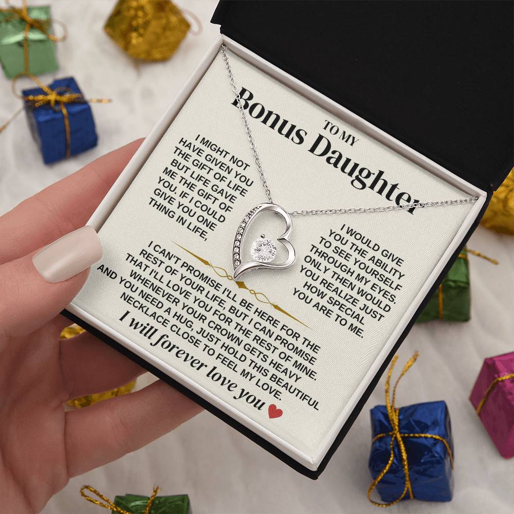 To My Bonus Daughter - Necklace Gift Set - Ss312 Forever Love Necklace